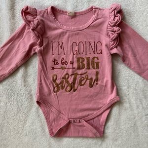 I’m Going To Be A Big Sister! Ruffle Long Sleeve Bodysuit Pink/Gold 18-24 Months